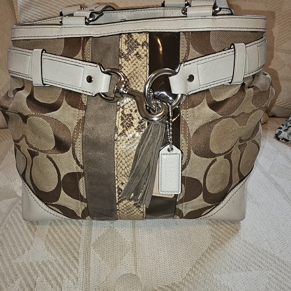 Coach Hampton Signature Python Tote
